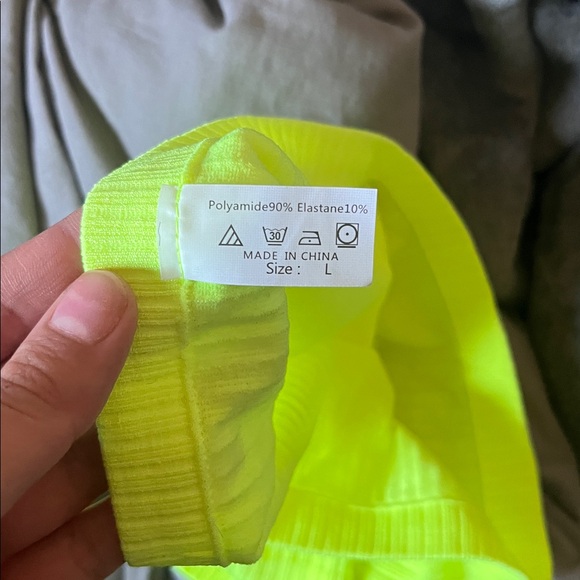 Neon Yellow Ribbed Tube Top - Picture 3 of 3